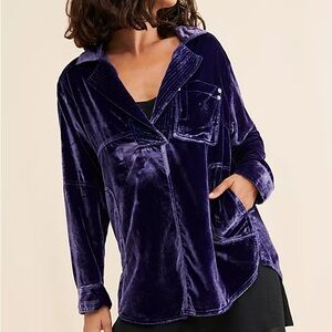 FREE PEOPLE Velvet Utility Jacket in Deep Purple